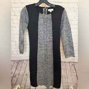 Calvin Klein Black and Gray 3/4 Sleeve Dress
